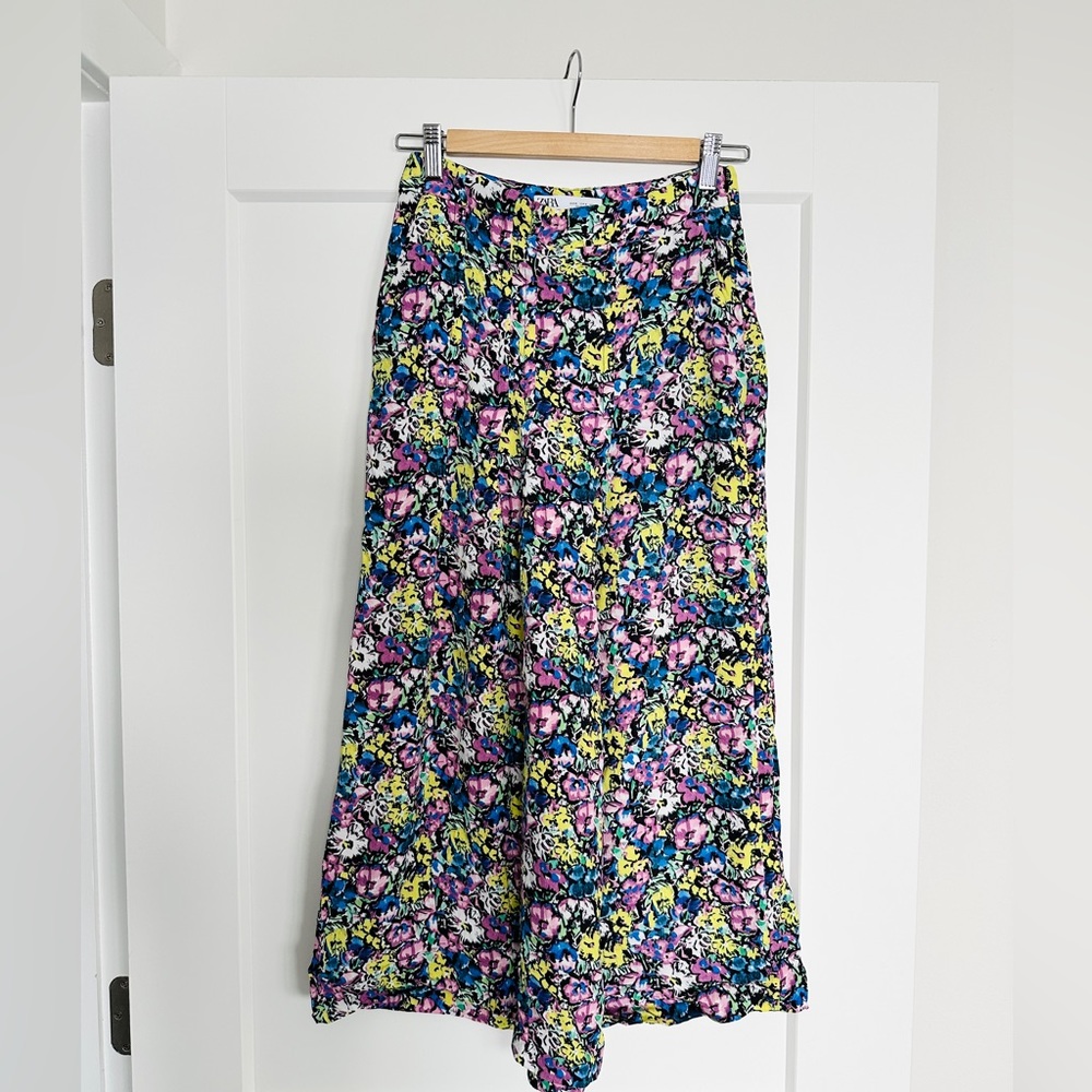 Wide floral pants high waste